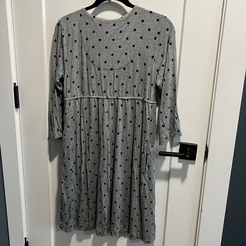 Soma Gray Black Polkadot House Dress Nightgown EUC - Picture 7 of 8